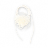 Blumen Halskette Organza Off white