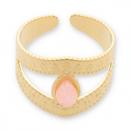 Ringe aus Stainless Steel - Rostfreiem Stahl mit Naturstein Gold-light pink