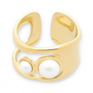 Ringe aus Stainless Steel - Rostfreiem Stahl Perlen Gold-white