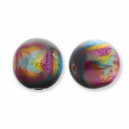 Resin Perlen mit Glitzer 14mm Purple-blue-gold