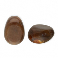 Acrylperlen Eierförmig Dark brown-white