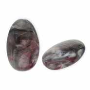 Acrylperlen Lang Oval Dark grey-white