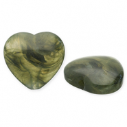 Acrylperlen Herz Olive green