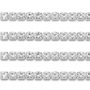 Strass Ketten aus Stainless Steel - Rostfreiem Stahl 2mm Silver-crystal