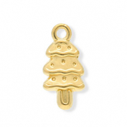 Stainless Steel - Rostfrei Stahl Anh&auml;nger Weihnachtsbaum Gold