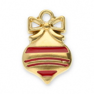 Stainless Steel - Rostfrei Stahl Anh&auml;nger Kristbaumkugel Gold-red