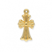 Stainless Steel - Rostfrei Stahl Anh&auml;nger Kreuz Gold