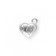 Stainless Steel - Rostfrei Stahl Anh&auml;nger Herz mit Silhouetten Silver