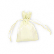 Schmuckbeutel Satin mit Strass Vanilla yellow-silver