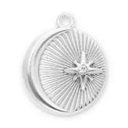 Stainless Steel - Rostfrei Stahl Anhänger Mond und Stern mit Strass Silver-transparent