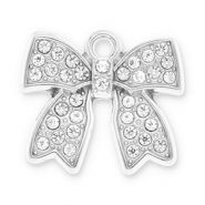 Stainless Steel - Rostfrei Stahl Anhänger Schleife mit Strass Silver-transparent