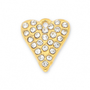 Stainless Steel - Rostfrei Stahl Anhänger Herz mit Strass Gold-transparent