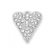 Stainless Steel - Rostfrei Stahl Anhänger Herz mit Strass Silver-transparent