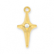 Stainless Steel - Rostfrei Stahl Anhänger Stern mit Strass Gold-transparent