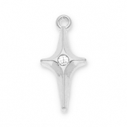 Stainless Steel - Rostfrei Stahl Anhänger Stern mit Strass Silver-transparent