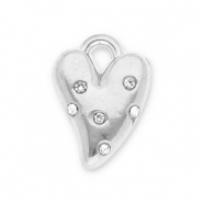 Stainless Steel - Rostfrei Stahl Anhänger Herz mit Strass Silver-transparent
