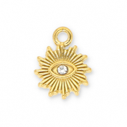 Stainless Steel - Rostfrei Stahl Anhänger Sonne Auge der Vorsehung mit Strass Gold-transparent