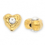 Stainless Steel - Rostfrei Stahl Perlen Herz mit Strass Gold-transparent