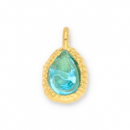Stainless Steel - Rostfrei Stahl Anhänger Tropfenform mit Facet Gold-blue