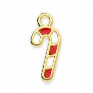 Metall Anhänger DQ Zuckerstange Gold-white-red (Nickelfrei)