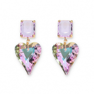 Ohrringe / Ohrstecker aus Kristallglas Rechteck-Herz Lavender-multicolor AB coating
