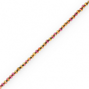 H&auml;matit Perlen Rund 4mm Facett Geschliffen Pink-yellow-AB coating