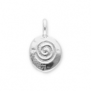 Metall Anh&auml;nger Oval mit Spirale Silver