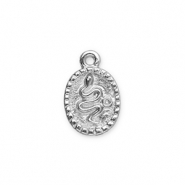 Metall Anh&auml;nger Oval mit Schlange Silver