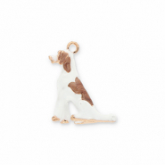Metall Anhänger Hund Gold-white-light brown