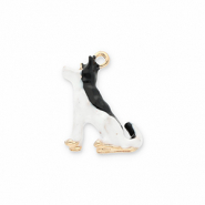 Metall Anhänger Hund Gold-black-white