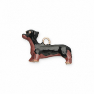 Metall Anhänger Dackel Gold-black-dark brown