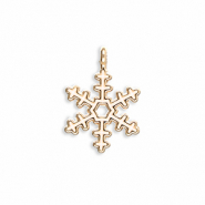 Metall Anhänger Schneeflocke Gold-white