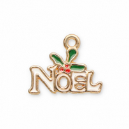 Metall Anhänger "Noël" Gold-white-red-green