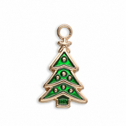 Metall Anhänger Weihnachtsbaum Gold-green