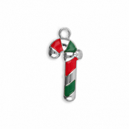 Metall Anhänger Zuckerstange Silver-red-green