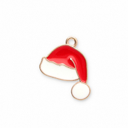 Metall Anhänger Weihnachsmannmütze Gold-red-white