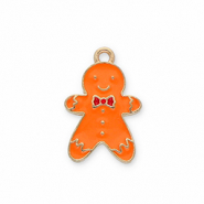 Metall Anhänger Lebkuchenmann Gold-orange-red
