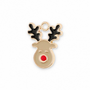 Metall Anhänger Rentier Gold-light brown-black-red
