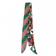 Bandana Schal Blumen / Schräge Linien Black-red-green-brown