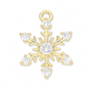 Brass TQ Metall Anh&auml;nger Schneeflocke Gold-transparent