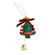 Trendy-Anhänger Filz Weihnachtsbaum mit Schleife & Glocke Green-red-gold