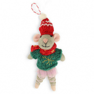 Trendy-Anhänger Filz Maus Grey-green-red-pink