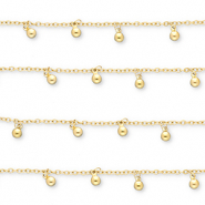 Stainless Steel - Rostfrei Stahl Schmuckzubeh&ouml;r Gliederkette mit Kugeln Gold