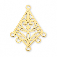 Stainless Steel - Rostfrei Stahl Schmuckzubeh&ouml;r Anh&auml;nger Barock Rhombus mit 5 &Ouml;sen Gold