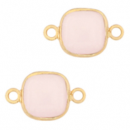 Naturstein Anhänger Rosenquartz Zwischenstück 12x12mm Pink-gold