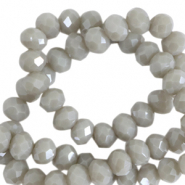 Top Glas Facett Perlen 4x3 mm rondellen Cloudy grey-pearl shine coating