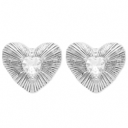 Ohrringe aus Stainless Steel - Rostfreiem Stahl Ohrstecker Herz Silver-crystal