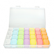 Schmuck Aufbewahrungsboxen mit 7x4 F&auml;chern Transparent-multicolour