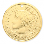 Stainless Steel - Rostfrei Stahl Anhänger Münze Gold