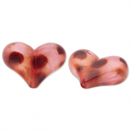 Acrylperlen Herz mit Punkte Light pink-brown